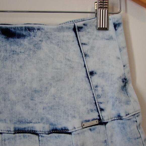 Vintage Y2K Denim Mini Skirt Acid Wash Bleached Pleated Jeaniologie Size Medium - Picture 5 of 16